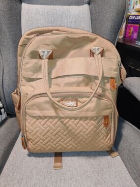 Bobbleroo Tan/Khaki Diaper Bag Backpack